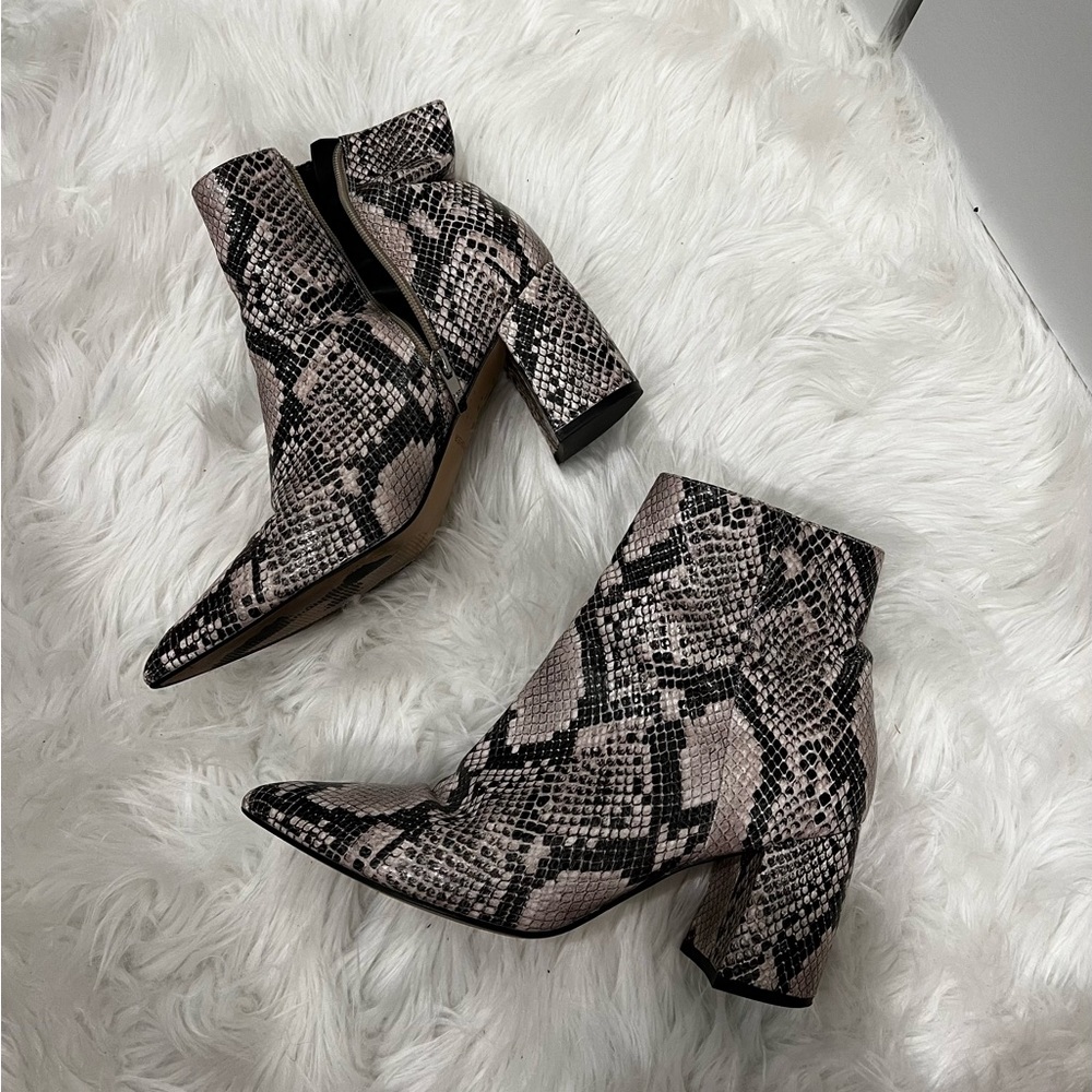 Marc Fisher Retire Snake-Print Ankle Boots